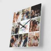 Rainbow 'LIEBE YOU DADDY' Foto Collage Keepake Quadratische Wanduhr (Winkel)