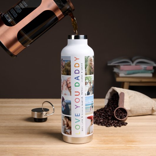 Rainbow 'LIEBE YOU DADDY' Foto Collage Keepake Trinkflasche (Kaffee)