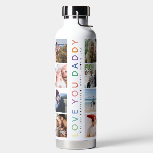 Rainbow 'LIEBE YOU DADDY' Foto Collage Keepake Trinkflasche (links)