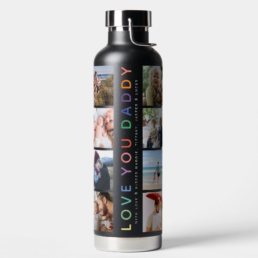 Rainbow 'LIEBE YOU DADDY' Foto Collage Keepake Trinkflasche (links)