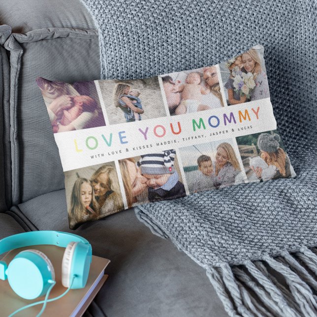 Rainbow 'LIEBE YOU MOMMY' Foto Collage Keepake Lendenkissen (Von Creator hochgeladen)