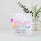 Rainbow-Liebe zur Einladung von Hochzeitssatin (Stehend Vorderseite)