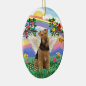 Rainbow Life - Airedale Angel Keramikornament (Rechts)