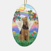 Rainbow Life - Airedale Angel Keramikornament (Links)