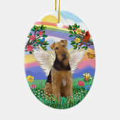 Rainbow Life - Airedale Angel Keramikornament (Hinten)