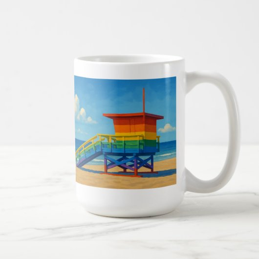 Rainbow Lifeguard von Venice Beach Kaffeetasse (Rechts)