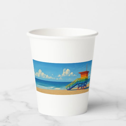 Rainbow Lifeguard von Venice Beach Pappbecher (Vorderseite)