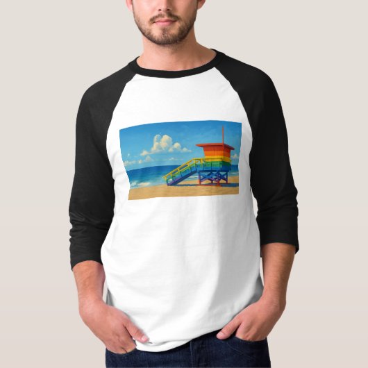 Rainbow Lifeguard von Venice Beach T-Shirt (Vorderseite)
