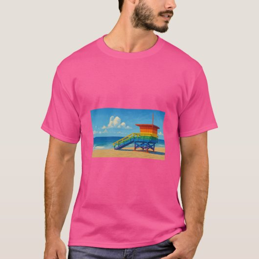 Rainbow Lifeguard von Venice Beach T-Shirt (Vorderseite)