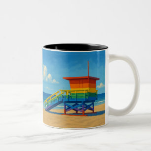 Rainbow Lifeguard von Venice Beach Zweifarbige Tasse