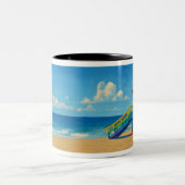 Rainbow Lifeguard von Venice Beach Zweifarbige Tasse (Mittel)