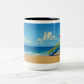 Rainbow Lifeguard von Venice Beach Zweifarbige Tasse (Mittel)