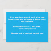 Rainbow Light Blue & Green Clover Drink Irish Einladung (Rückseite)