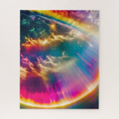 Rainbow Light Shine Behind Clouds in Starry Sky Puzzle (Vertikal)