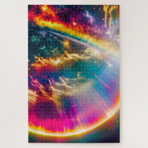 Rainbow-Lighting durch Weltraumwolken Puzzle