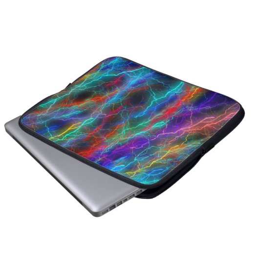 Rainbow Lightning Storm Laptopschutzhülle (Vorne Knopf)