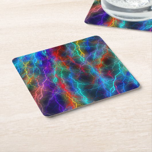 Rainbow Lightning Storm Rechteckiger Pappuntersetzer (angewinkelt)