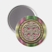 Rainbow Lights Gold Stone Celtic Shield Knot Magnet (Vorderseite/Rückseite)