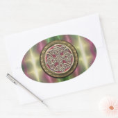 Rainbow Lights Gold Stone Celtic Shield Knot Ovaler Aufkleber (Umschlag)