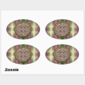 Rainbow Lights Gold Stone Celtic Shield Knot Ovaler Aufkleber (Blatt)