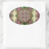 Rainbow Lights Gold Stone Celtic Shield Knot Ovaler Aufkleber (Tasche)