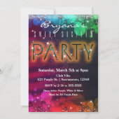 Rainbow Lights Sparkle Dance Club Party Einladung (Vorderseite)