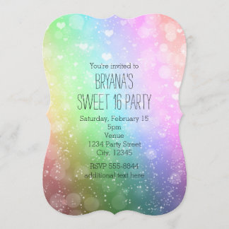 Rainbow Lights Sparkle Sweet 16 Party Einladungen