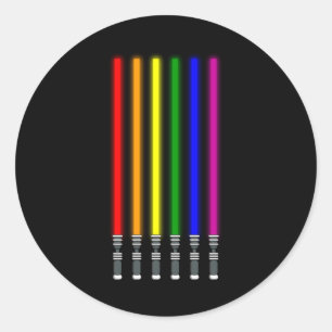 RAINBOW LIGHTSABER LGBT Pride Month LGBTQ Rainbow Runder Aufkleber