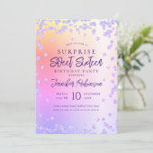 Rainbow Lila Glitzer Foto ÜBERRASCHUNG Sweet 16 Einladung (Stehend Vorderseite)