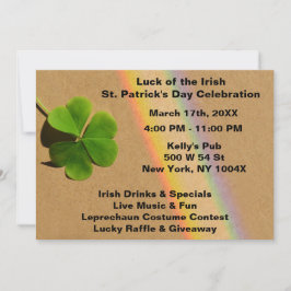 Rainbow Lila & Green Clover Drink Irish Einladung