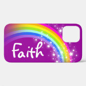 Rainbow lila personalisierter Name iPhone Case (Rückseite (Horizontal))