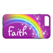 Rainbow lila personalisierter Name iPhone Case (Rückseite (Horizontal))