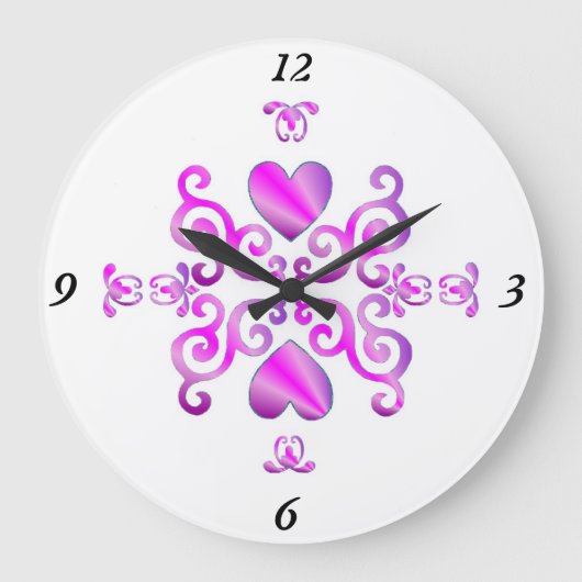 Rainbow Lily and Heart Große Wanduhr (Vorderseite)