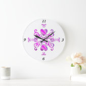 Rainbow Lily and Heart Große Wanduhr (Zuhause)