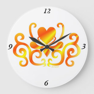 Rainbow Lily and Heart Große Wanduhr