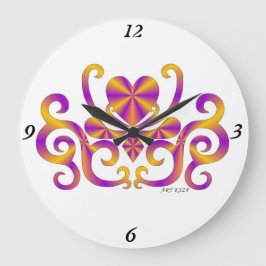 Rainbow Lily and Heart Große Wanduhr