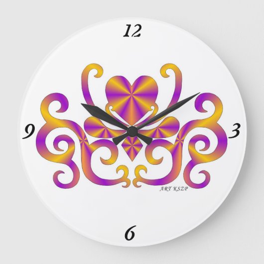 Rainbow Lily and Heart Große Wanduhr (Vorderseite)