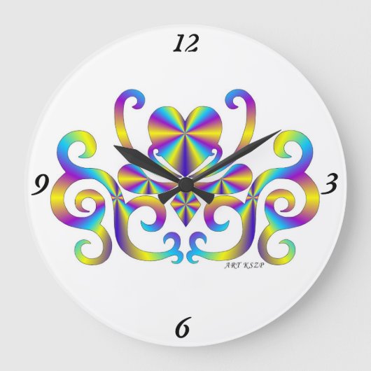 Rainbow Lily and Heart Große Wanduhr (Vorderseite)