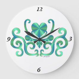 Rainbow Lily and Heart Große Wanduhr