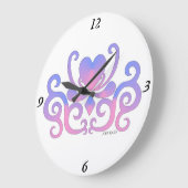 Rainbow Lily and Heart Große Wanduhr (Winkel)