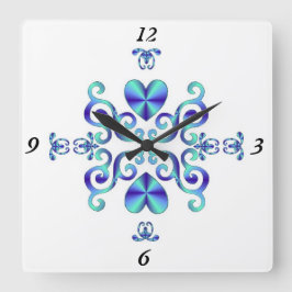 Rainbow Lily and Heart Quadratische Wanduhr