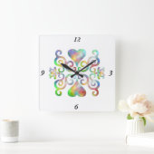 Rainbow Lily and Heart Quadratische Wanduhr (Zuhause)