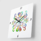 Rainbow Lily and Heart Quadratische Wanduhr (Winkel)