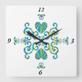 Rainbow Lily and Heart Quadratische Wanduhr