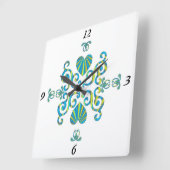 Rainbow Lily and Heart Quadratische Wanduhr (Winkel)