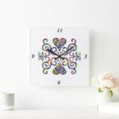 Rainbow Lily and Heart Quadratische Wanduhr (Zuhause)