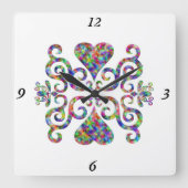 Rainbow Lily and Heart Quadratische Wanduhr (Vorderseite)