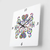 Rainbow Lily and Heart Quadratische Wanduhr (Winkel)