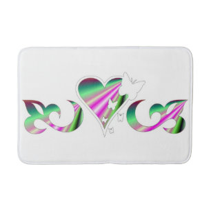 Rainbow Lily Heart and Butterfly Badematte