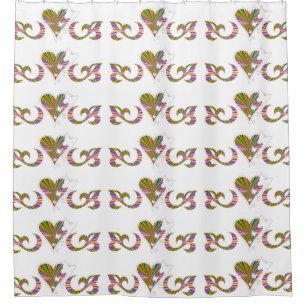 Rainbow Lily Heart and Butterfly Duschvorhang